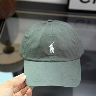 Ralph Lauren Hat Charcoal Olive Baseball Cap with White Pony Embroidery