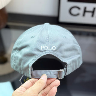Ralph Lauren Hat Powder Blue Baseball Cap with White Pony Embroidery