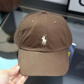 Ralph Lauren Hat Medium Brown Baseball Cap with White Pony Embroidery