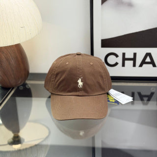 Ralph Lauren Hat Medium Brown Baseball Cap with White Pony Embroidery