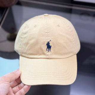 Ralph Lauren Hat Butter Yellow Baseball Cap with Navy Pony Embroidery