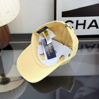 Ralph Lauren Hat Butter Yellow Baseball Cap with Navy Pony Embroidery