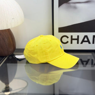 Ralph Lauren Hat Bright Yellow Baseball Cap with Blue Pony Embroidery