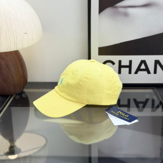 Ralph Lauren Hat Pale Yellow Baseball Cap with Aqua Pony Embroidery
