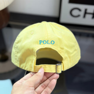 Ralph Lauren Hat Pale Yellow Baseball Cap with Aqua Pony Embroidery