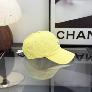 Ralph Lauren Hat Pale Yellow Baseball Cap with Aqua Pony Embroidery