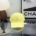 Ralph Lauren Hat Pale Yellow Baseball Cap with Aqua Pony Embroidery