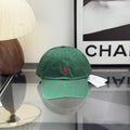 Ralph Lauren Hat Deep Green Baseball Cap with Red Pony Embroidery