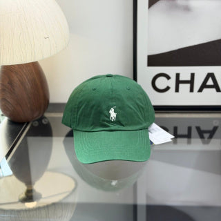 Ralph Lauren Hat Forest Green Baseball Cap with White Pony Embroidery