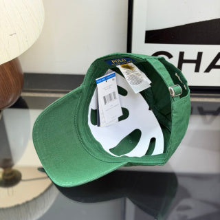 Ralph Lauren Hat Forest Green Baseball Cap with White Pony Embroidery