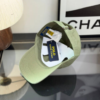 Ralph Lauren Hat Sage Olive Baseball Cap with Beige Pony Embroidery