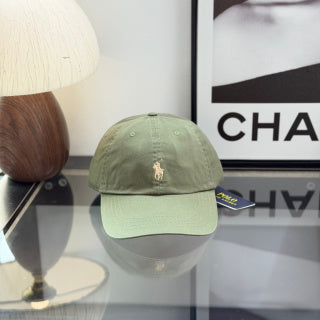 Ralph Lauren Hat Sage Olive Baseball Cap with Beige Pony Embroidery