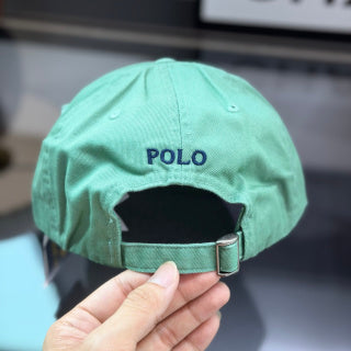 Ralph Lauren Hat Soft Aqua Green Baseball Cap with Navy Pony Embroidery