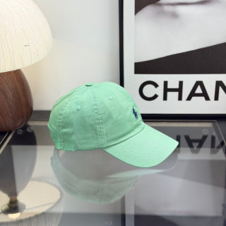 Ralph Lauren Hat Soft Aqua Green Baseball Cap with Navy Pony Embroidery