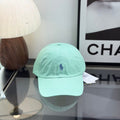 Ralph Lauren Hat Seafoam Green Baseball Cap with Blue Pony Embroidery