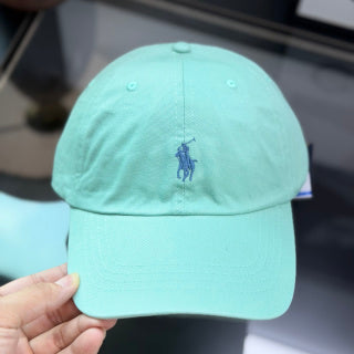 Ralph Lauren Hat Seafoam Green Baseball Cap with Blue Pony Embroidery