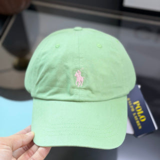 Ralph Lauren Hat Mint Green Baseball Cap with Pale Pink Pony Embroidery