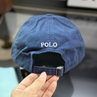 Ralph Lauren Hat Washed Navy Baseball Cap with White Pony Embroidery