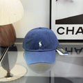 Ralph Lauren Hat Washed Navy Baseball Cap with White Pony Embroidery