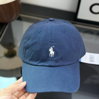 Ralph Lauren Hat Washed Navy Baseball Cap with White Pony Embroidery