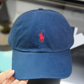 Ralph Lauren Hat Deep Blue Baseball Cap with Red Pony Embroidery