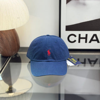 Ralph Lauren Hat Deep Blue Baseball Cap with Red Pony Embroidery