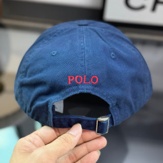 Ralph Lauren Hat Deep Blue Baseball Cap with Red Pony Embroidery