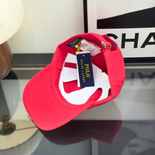 Ralph Lauren Hat True Red Baseball Cap with Royal Blue Pony Embroidery