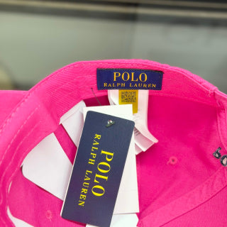 Ralph Lauren Hat Vivid Fuchsia Baseball Cap with Navy Pony Embroidery