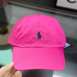 Ralph Lauren Hat Vivid Fuchsia Baseball Cap with Navy Pony Embroidery