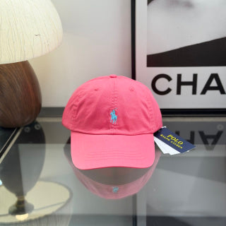 Ralph Lauren Hat Hot Pink Side-View Baseball Cap with Blue Pony Embroidery