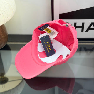 Ralph Lauren Hat Hot Pink Side-View Baseball Cap with Blue Pony Embroidery
