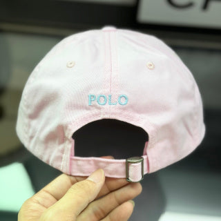 Ralph Lauren Hat Blush Pink Baseball Cap with Sky Blue Pony Embroidery