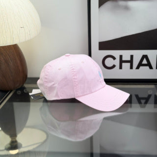 Ralph Lauren Hat Blush Pink Baseball Cap with Sky Blue Pony Embroidery