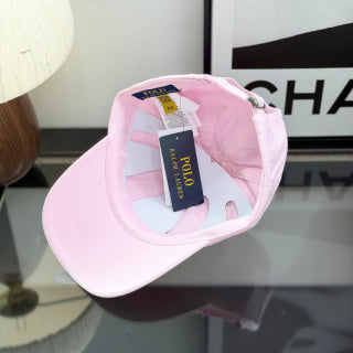 Ralph Lauren Hat Blush Pink Baseball Cap with Sky Blue Pony Embroidery