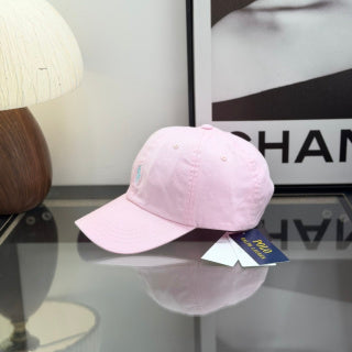 Ralph Lauren Hat Blush Pink Baseball Cap with Sky Blue Pony Embroidery