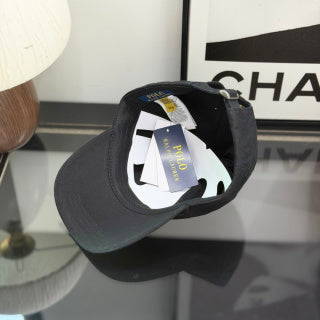 Ralph Lauren Hat Black Baseball Cap with Yellow Pony Embroidery