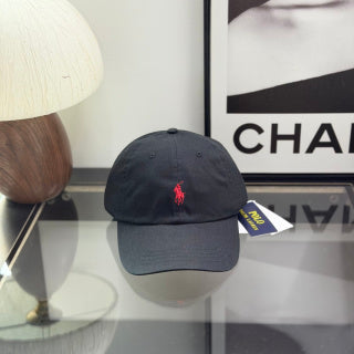 Ralph Lauren Hat Black Baseball Cap with Red Pony Embroidery