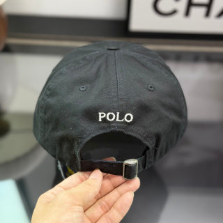 Ralph Lauren Hat Black Baseball Cap with White Pony Embroidery