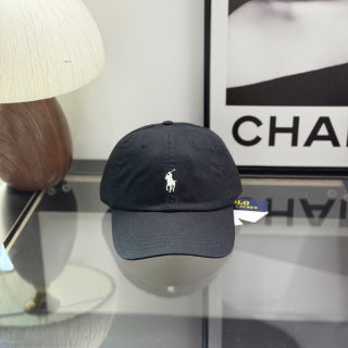 Ralph Lauren Hat Black Baseball Cap with White Pony Embroidery