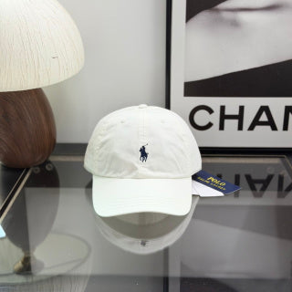Ralph Lauren Hat Cream Baseball Cap with Navy Pony Embroidery