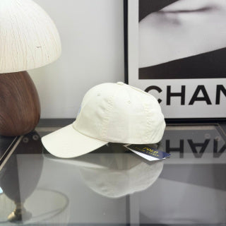Ralph Lauren Hat Ivory Baseball Cap with Light Blue Pony Embroidery