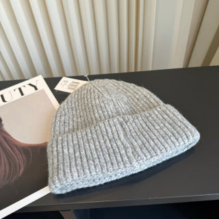 Ralph Lauren Hat Heather Gray Ribbed Knit Beanie with Polo Bear Front Patch