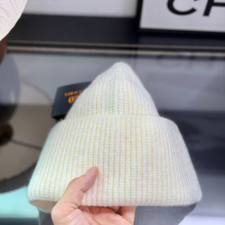 Ralph Lauren Hat Cream Fold-Cuff Black Pony Ribbed Beanie