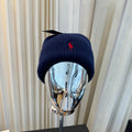 Ralph Lauren Hat Navy Ribbed-Knit Red Pony Beanie