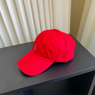 Ralph Lauren Hat Scarlet Red Blue Pony Relaxed Baseball Cap