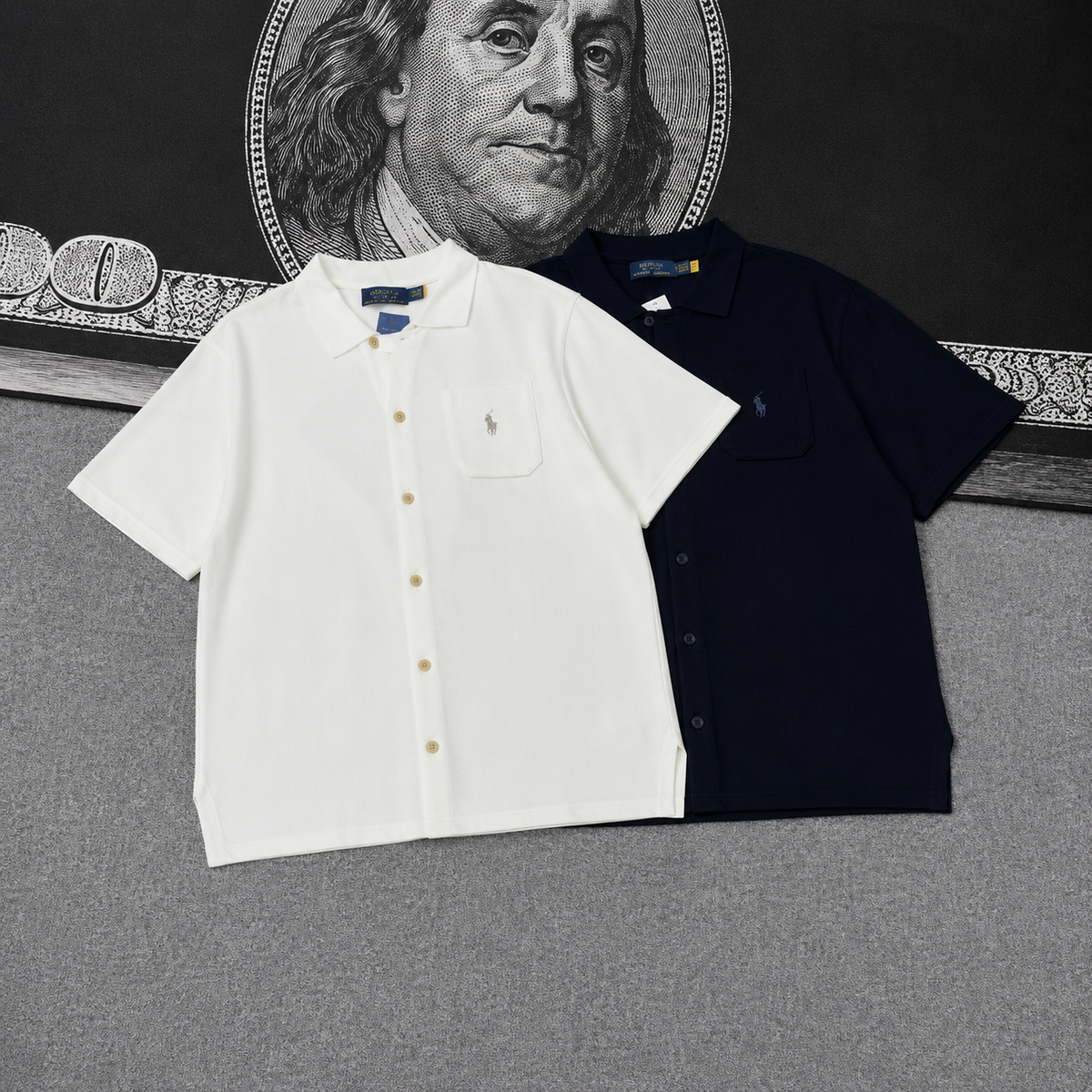 Ralph Lauren T-shirt Convertible Collar Button-Front Knit Tee