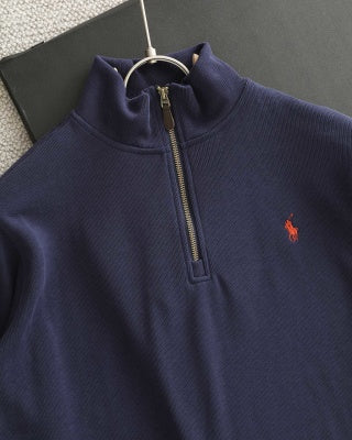 Ralph Lauren Sweatshirt Pony Embroidered Quarter-Zip Stand Collar Pullover