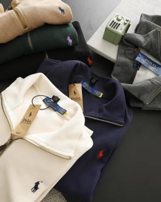 Ralph Lauren Sweatshirt Pony Embroidered Quarter-Zip Stand Collar Pullover