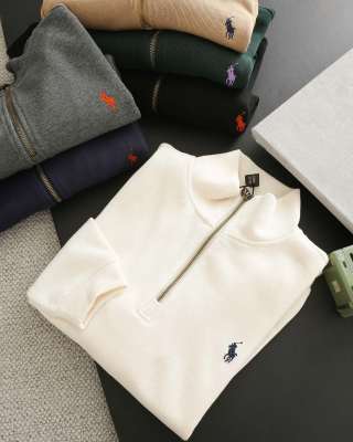 Ralph Lauren Sweatshirt Pony Embroidered Quarter-Zip Stand Collar Pullover